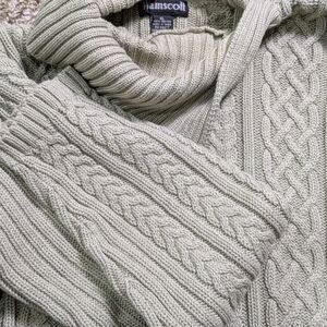 WAINSCOLL Cotton Wmns Sz:XL Cowl Neck Lt Gn Sweater Vintage Preppy Fisherman